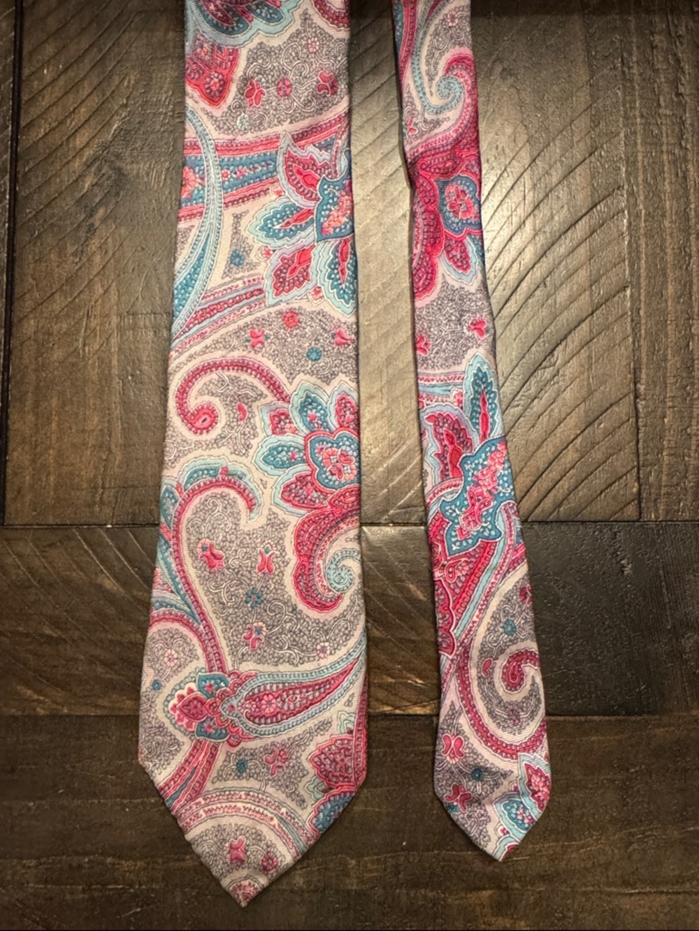 Paisley Saddle Club Silk Necktie in Pink & Teal